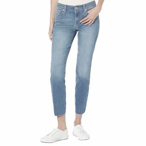 7 For All Mankind Gwenevere Ankle Skinny Blue Jeans raw hem size 24